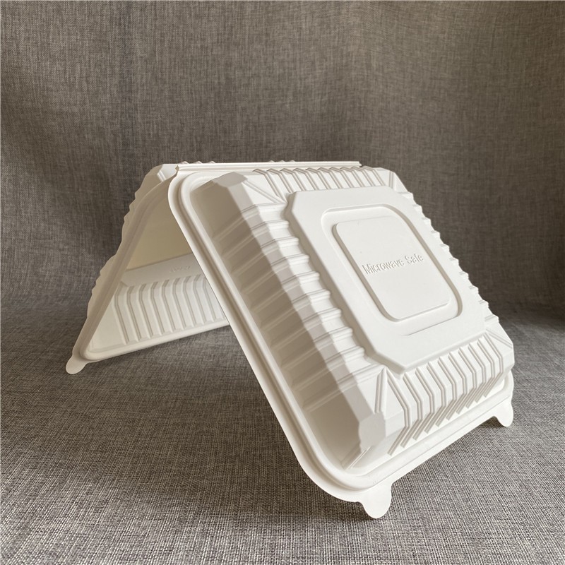 Eco-Friendly Compostable 9 Inch Cornstarch Takeaway Fast Food Clamshell Box