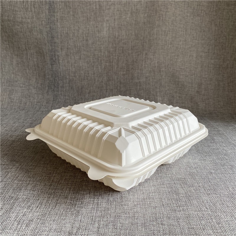 Eco-Friendly Compostable 9 Inch Cornstarch Takeaway Fast Food Clamshell Box